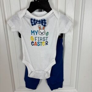 Koala Kids My First Easter Outfit Set Newborn Bunny Bowtie Bodysuit Pants NWOT